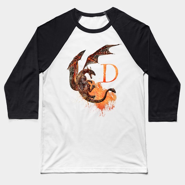 Drachen Buchstabe D Baseball T-Shirt by AndreaTiettje